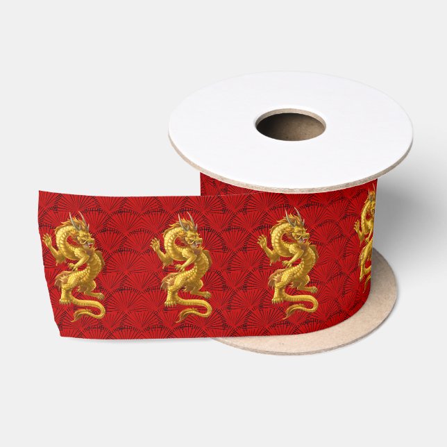 Ruban En Satin Ruban d'enveloppement de dragon d'or chinois (Bobine)