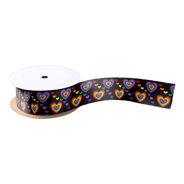 Ruban En Satin Ruban des coeurs arc-en-ciel (Bobine)