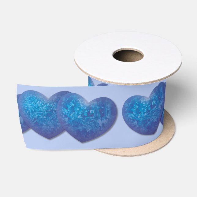 Ruban En Satin Ruban des coeurs bleus d'Icy (Bobine)