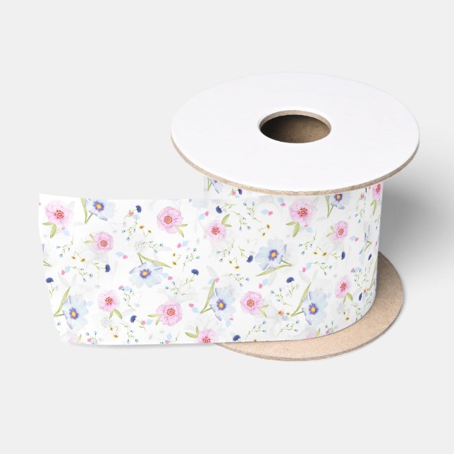 Ruban En Satin ruban des fleurs de printemps (Bobine)