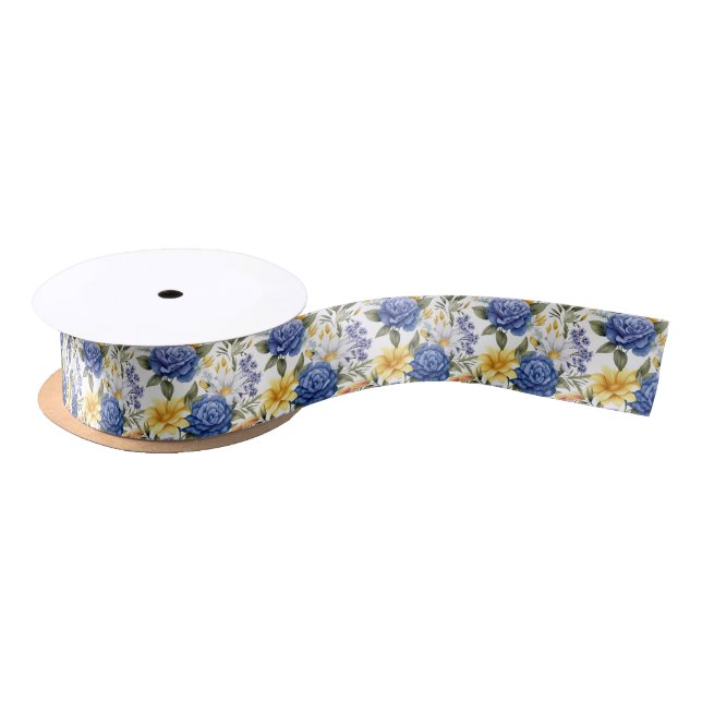 Ruban En Satin Ruban d'impression florale en satin (Bobine)
