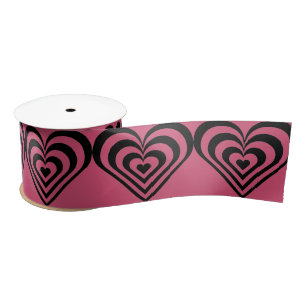 Ruban En Satin Ruban d'impression rose chaud du thème Coeur
