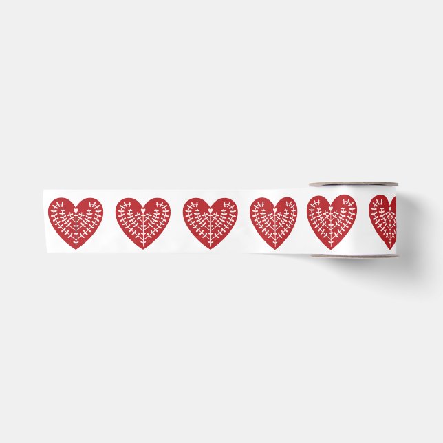 Ruban En Satin Ruban du coeur rouge scandinave (Devant)