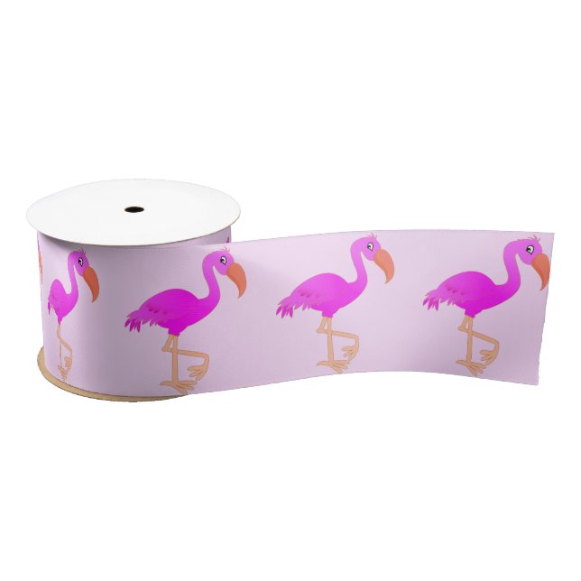 Ruban En Satin Ruban Flamants roses roses (Bobine)