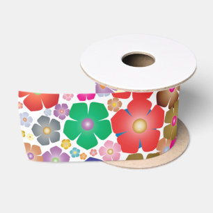 Ruban En Satin ruban fleur arc-en-ciel fleurit