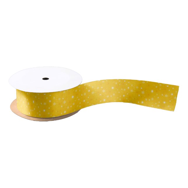 Ruban En Satin Ruban jaune avec étoiles (Bobine)