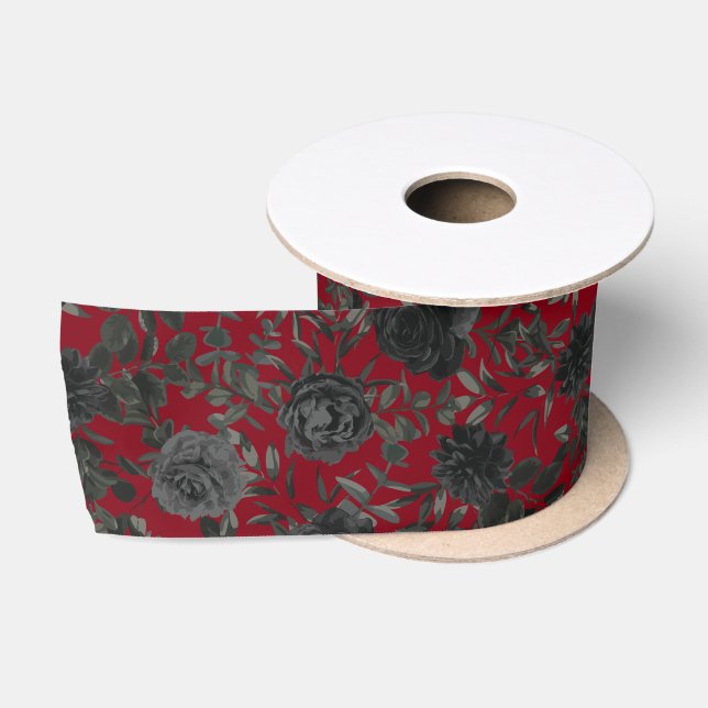 Ruban En Satin Ruban Mariage gothique Rose rouge et noir (Bobine)