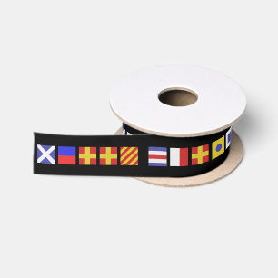 Ruban En Satin Ruban nautique de Joyeux Noël de drapeaux