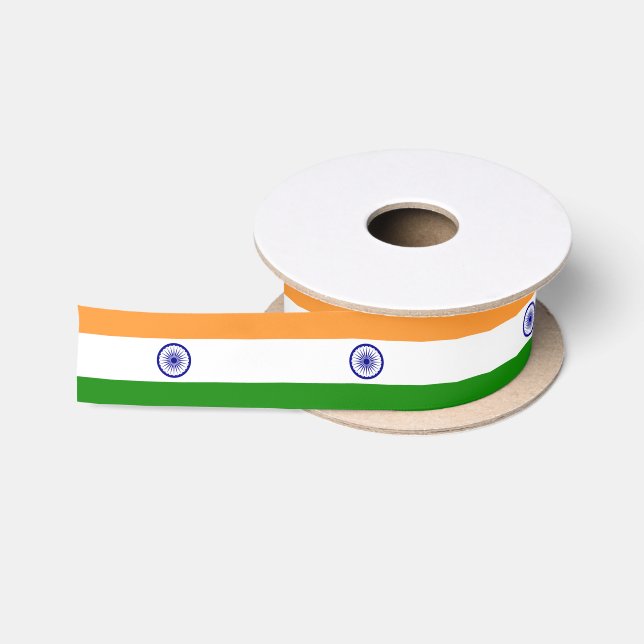Ruban En Satin Ruban patriotique avec drapeau de l'Inde (Bobine)