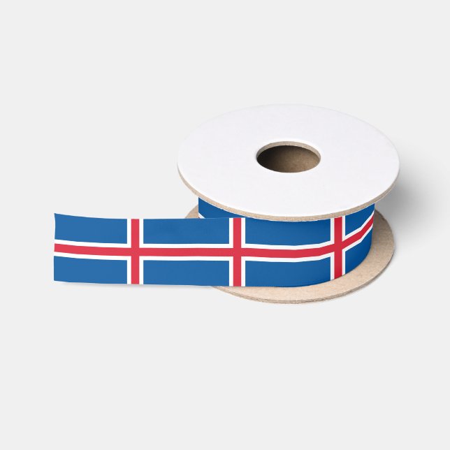 Ruban En Satin Ruban patriotique avec drapeau d'Islande (Bobine)