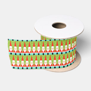 Ruban En Satin Ruban rétro géométrique Père Noël Satin