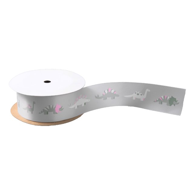 Ruban En Satin ruban rose de dinosaure (Bobine)