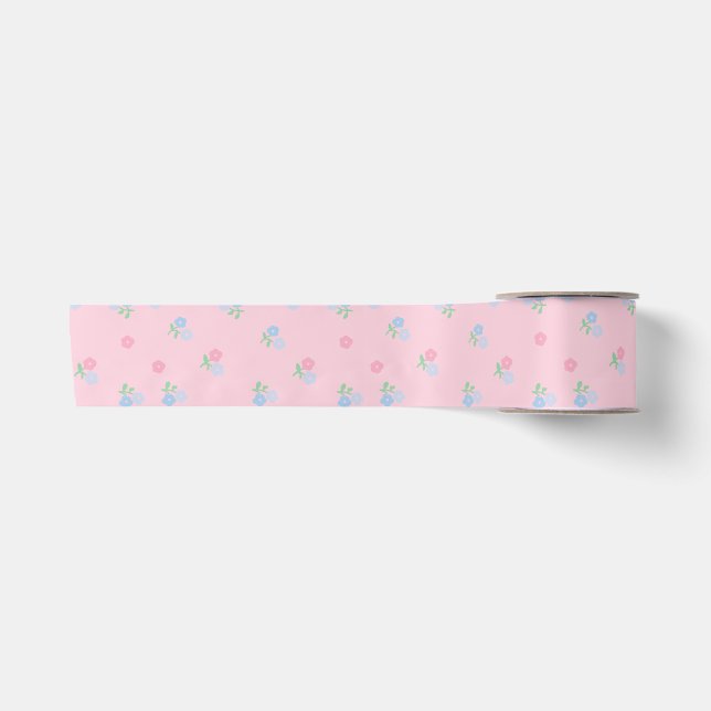 Ruban En Satin Ruban rose et bleu en tôle de floraison (Devant)