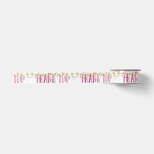 Ruban En Satin Ruban rose et Merci or