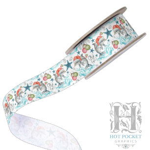 Ruban En Satin Ruban satin Noël dauphin blanc