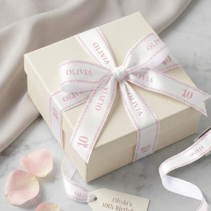 Ruban En Satin Ruban Satin Personnalisé 10ème Anniversaire Rose e