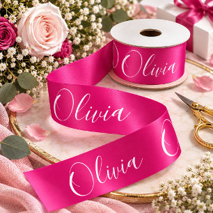 Ruban En Satin Ruban satin personnalisé rose fuchsia élégant