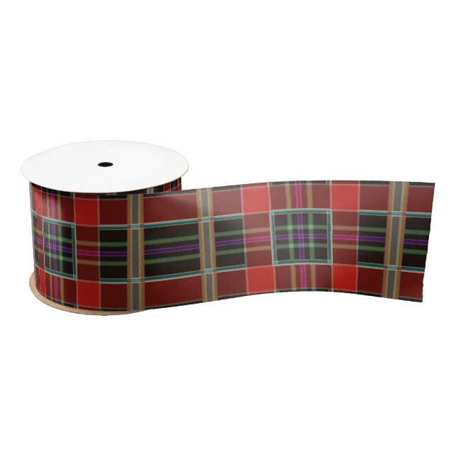 Ruban En Satin Ruban Satin Plaid Multi Couleurs (Tartan) (Bobine)