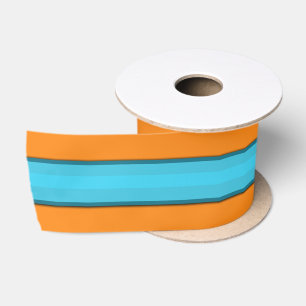 Ruban En Satin Ruban satiné Aqua Orange Large Stripes