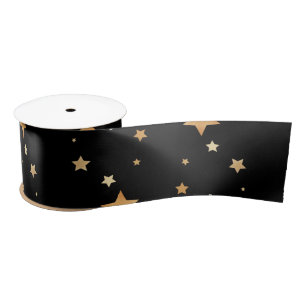 Ruban En Satin Ruban satiné aux étoiles dorées
