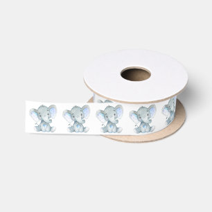 Ruban En Satin Ruban satiné bleu éléphant (aquarelle)