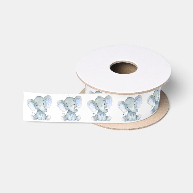 Ruban En Satin Ruban satiné bleu éléphant (aquarelle) (Bobine)