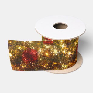 Ruban En Satin Ruban satiné de Noël étincelant