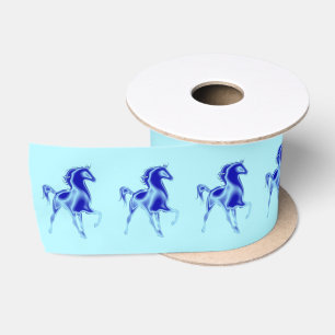 Ruban En Satin Ruban satiné des Chevaux bleus