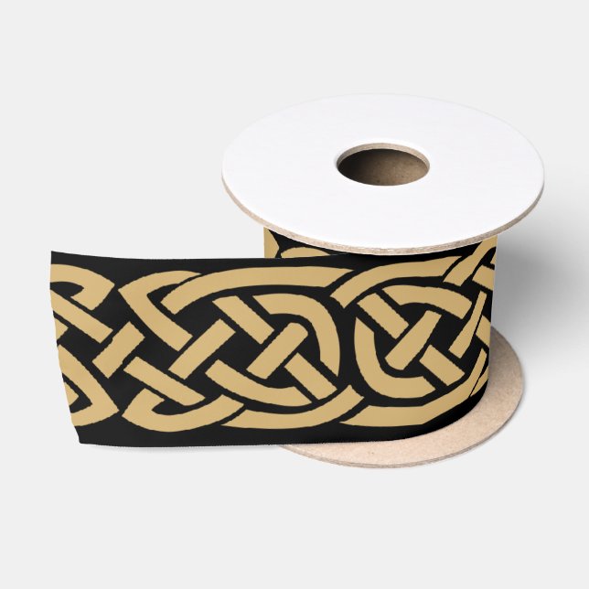 Ruban En Satin Ruban satiné Gold Celtic Knots (Bobine)