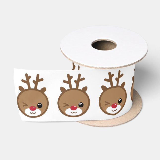 Ruban En Satin Ruban satiné Kawaii Reindeer (Bobine)