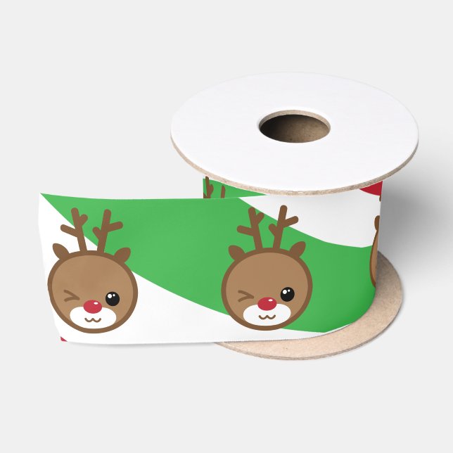 Ruban En Satin Ruban satiné Kawaii Reindeer (Bobine)