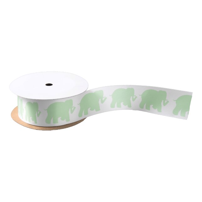 Ruban En Satin Ruban vert clair d'éléphants (Bobine)