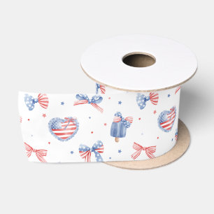 Ruban En Satin Rubans aquarelles preppy pour le 4 juillet