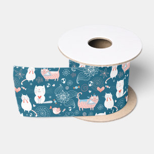 Ruban En Satin Rubans Cœurs, Oiseaux et Chats