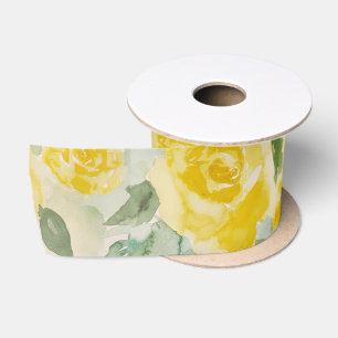 Ruban En Satin Rubans de satin floral Roses Jaunes