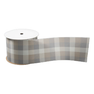 Ruban En Satin Rustique Plaid Tan Grey Ivory