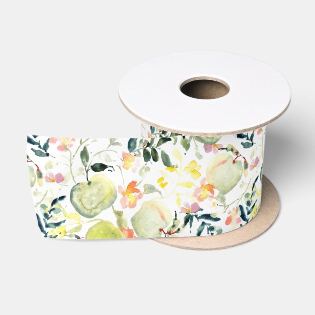 Ruban En Satin Sage Pomme cueillir | Fruits et fleurs (Bobine)