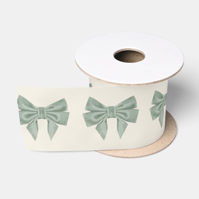 Ruban En Satin Sage Velvet arcs design (Bobine)