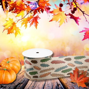 Ruban En Satin Saison d'automne rétro coloré tombant Feuille
