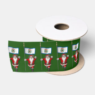 Ruban En Satin Santa Claus With Ensign Of West Virginia