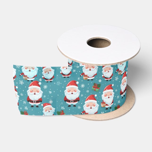 Ruban En Satin Santas de Noël et Snowflakes (Bobine)