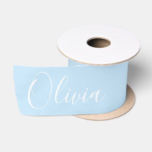 Ruban En Satin Satin élégant bleu pastel personnalisé au nom