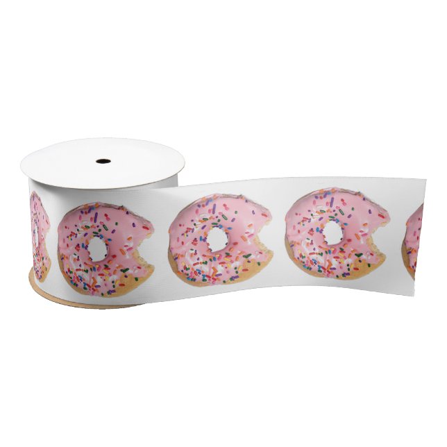 Ruban En Satin Sauce givrante rose sur blanc (Bobine)