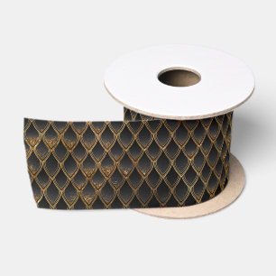 Ruban En Satin Scales de dragon noir et or