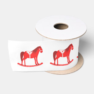 Ruban En Satin Scandinave Noël Cheval Rocking Motif