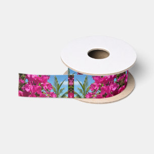 Ruban En Satin Scène naturelle tropicale de bougainvillée et de p
