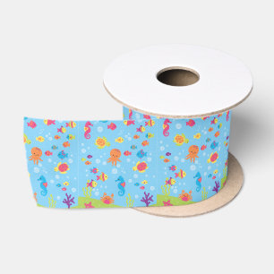 Ruban En Satin Scène sous-marine mignonne
