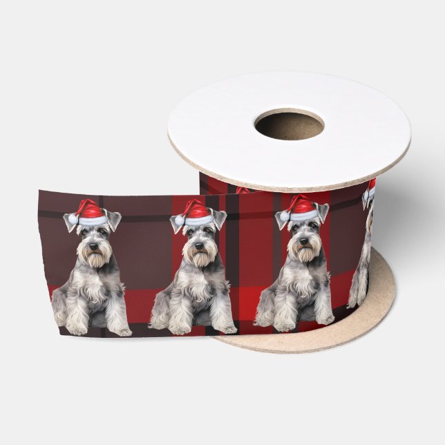 Ruban En Satin Schnauzer Holiday Red Plaid Funny Dog Christmas (Bobine)