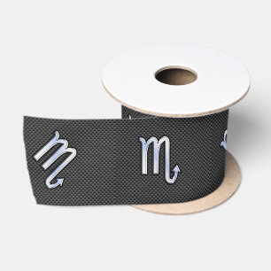 Ruban En Satin Scorpio Zodiac Sign on Carbon Fibre Print