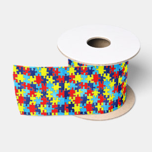 Ruban En Satin Sensibilisation sur l'autisme-Puzzle par Shirley T